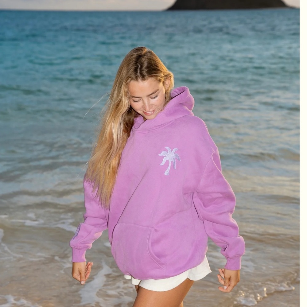 Pink Palm Puff hoodie. - Picture 4 of 5